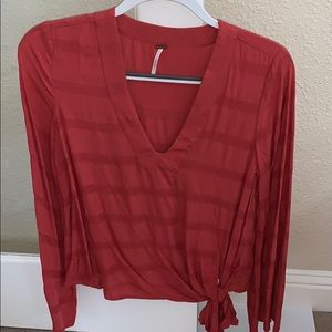 Free People Striped Bell Sleeve Top